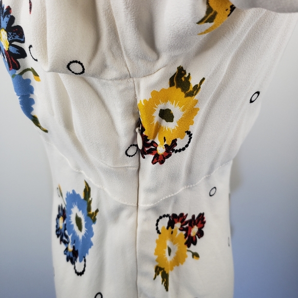 Free People FP Dress Sunshadows Mini Split Sleeve 6 Small NEW Ivory Floral - Picture 10 of 12